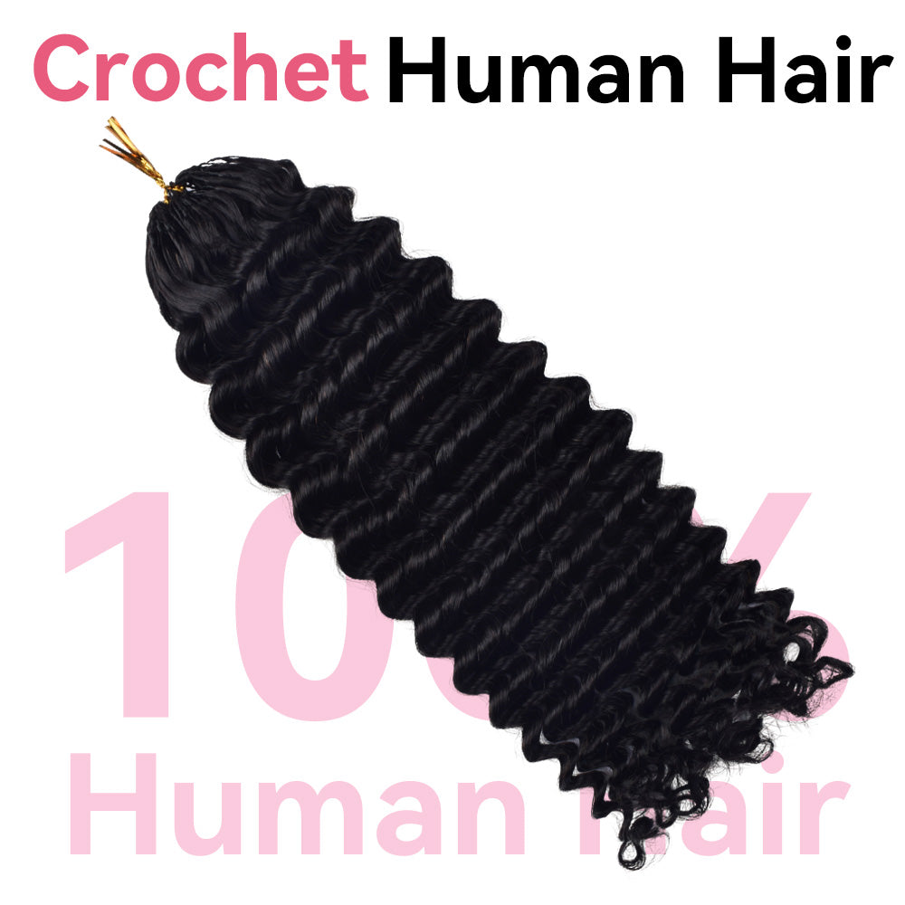 Bosun Hair Deep Wave Crochet Hair Natural Black Human Hair Extensions