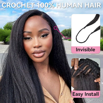 Bosun Hair Kinky Straight Crochet Hair Natural Black Human Hair Extensions
