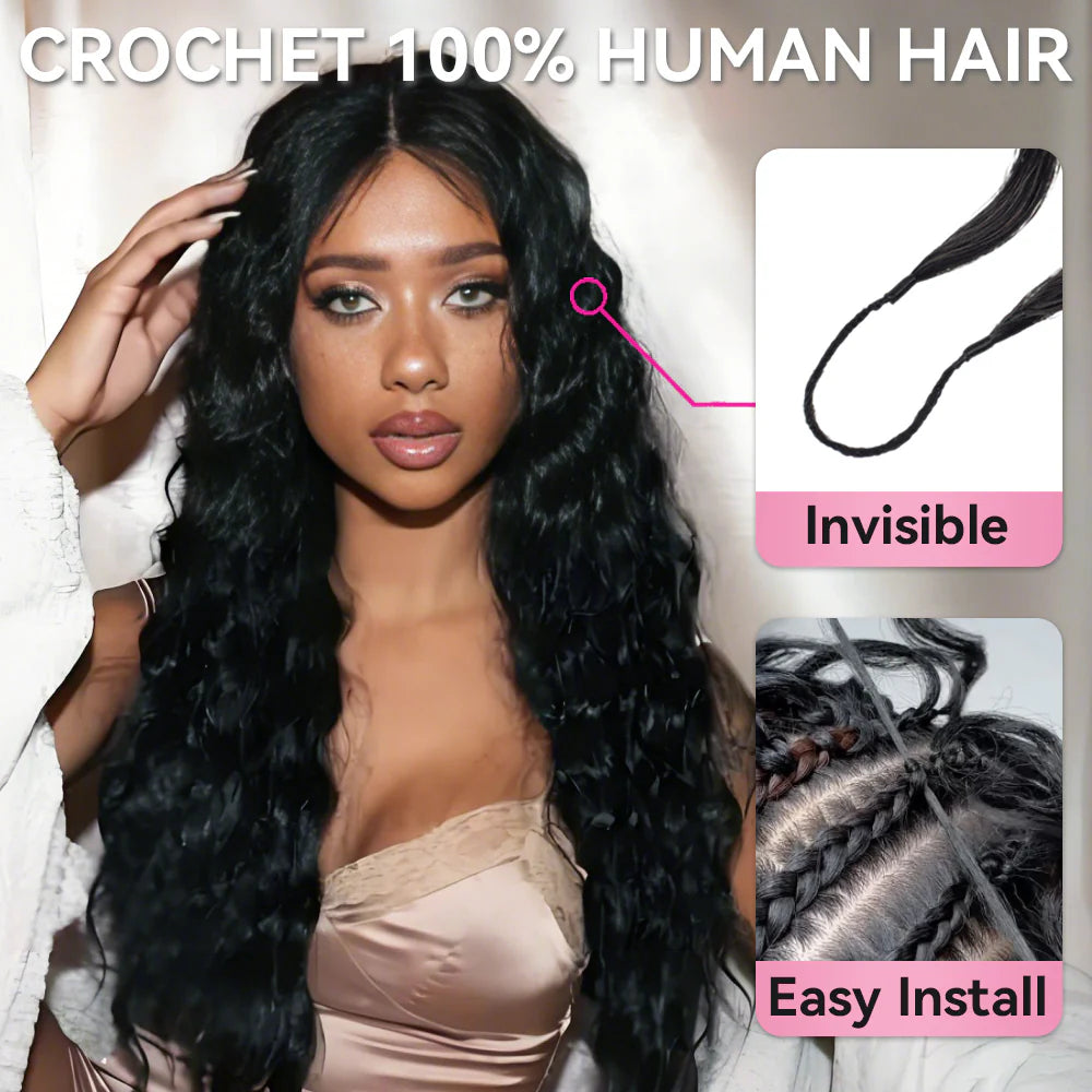 Bosun Hair Loose Deep Wave Crochet Hair Natural Black Human Hair Extensions