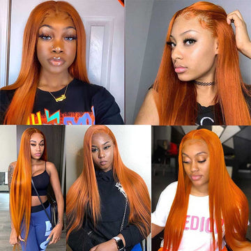 Bosun Hair Orange Ginger Color Straight 13x4 Lace Front Wig 4x4 Lace Closure Wigs