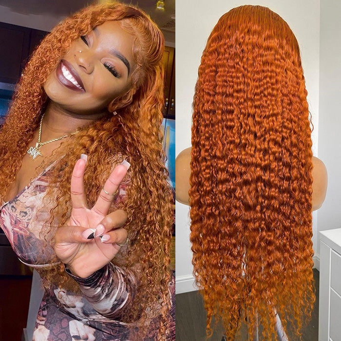 Bosun Hair Orange Ginger Color 4x4 13x4 HD Lace Front Wigs Curly Human Hair Wig