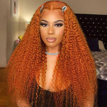 Bosun Hair Orange Ginger Color 4x4 13x4 HD Lace Front Wigs Curly Human Hair Wig