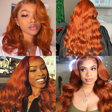 Bosun Hair Orange Ginger Color Body Wave 13x4 Lace Front Wig 4x4 Lace Closure Wigs