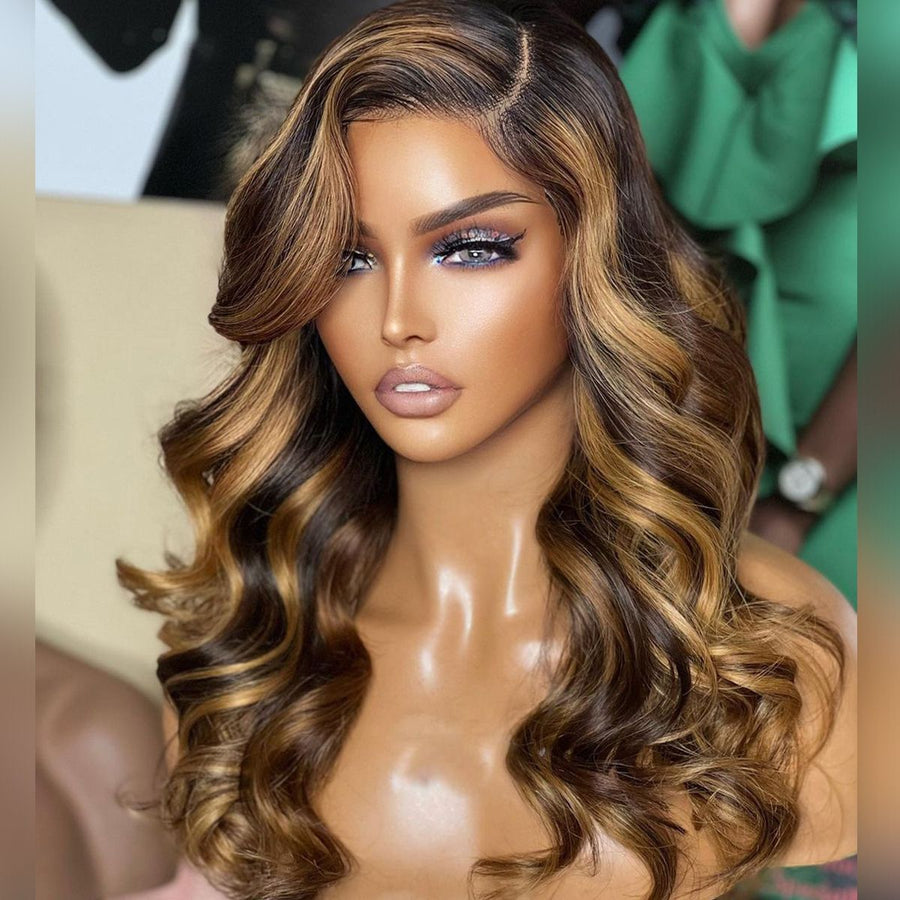 Bosun Hair 4/27 Ombre Highlights Wigs 13x4 Lace Front Wig Body Wave Hair Wig