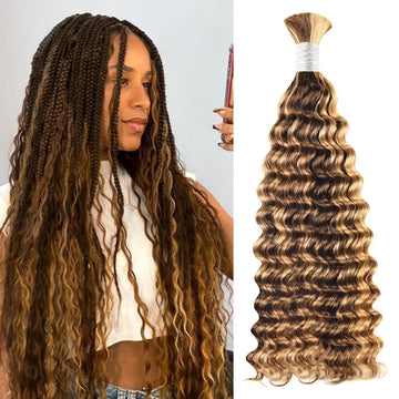 #4/27 Ombre Highlight Deep Wave Bulk Human Hair For Braiding BOSUNHAIR