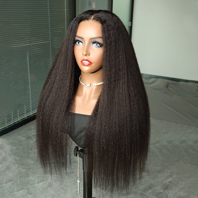 BOSUN HAIR Kinky Straight Wear & Go Glueless Wigs Pre Cut HD Lace Front Wig Beginner Friendly