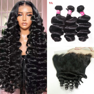 Bosun Hair Loose Wave Human Hair 3 Bundles with 13x4 13x6 HD Lace Frontal