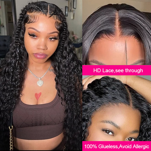 Water Wave PPB Wear Go Wigs Pre-Plucked 13x4 HD Lace Front Wigs Bleached Knots Human Hair Wigs