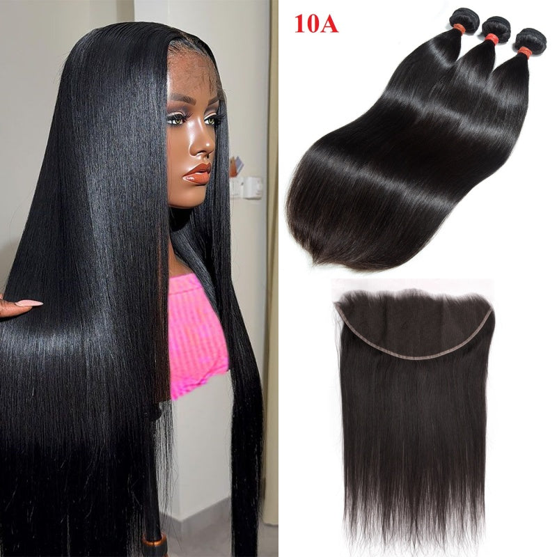 Bosun Hair Straight Human Hair 3 Bundles with 13x4 13x6 HD Lace Frontal