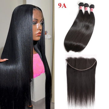 Bosun Hair Straight Human Hair 3 Bundles with 13x4 13x6 HD Lace Frontal