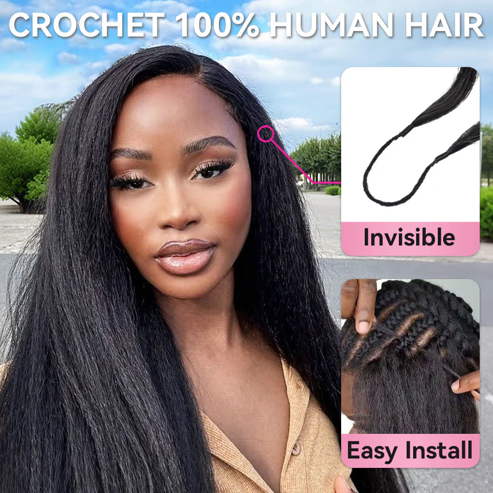 Bosun Hair Kinky Straight Crochet Hair Natural Black Human Hair Extensions