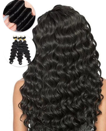 Bosun Hair Loose Wave Tape In Extension Hair 100% Human Hair Pu Tape Ins