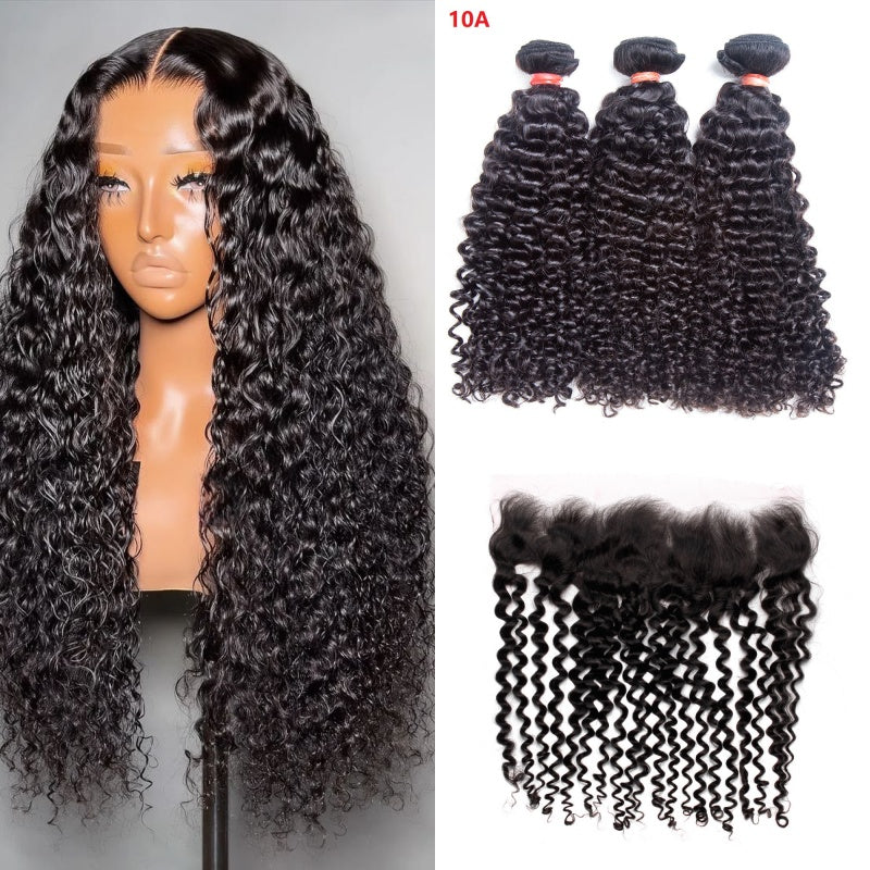 Bosun Hair Curly Human Hair 3 Bundles with 13x4 13x6 HD Lace Frontal