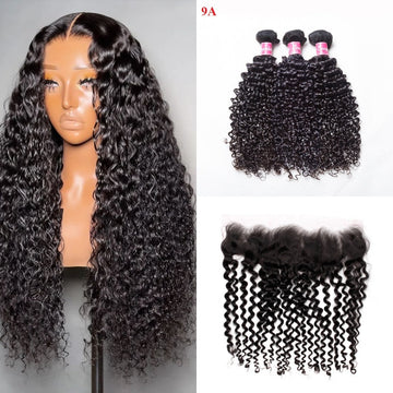 Bosun Hair Curly Human Hair 3 Bundles with 13x4 13x6 HD Lace Frontal