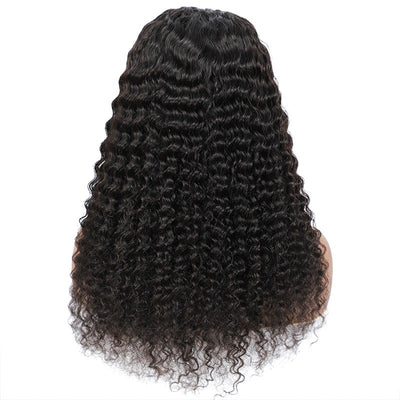 BOSUN HAIR Deep Wave Tpart Wig Human Hair Natural Black Color Lace Part Wig with Natural Hairline