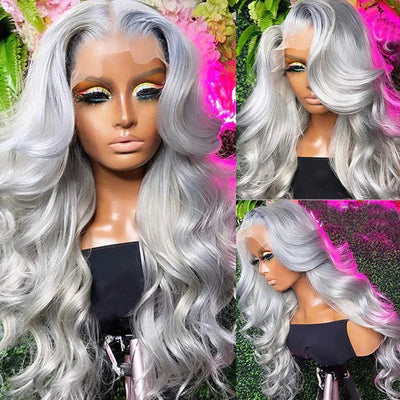 Bosun Hair Silver Gray 13x4 Body Wave Wig Silver Color 100% Human Hair Wig