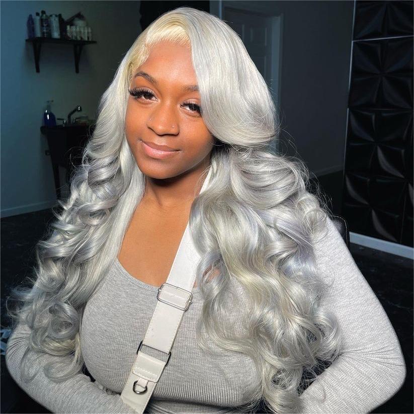 Bosun Hair Silver Gray 13x4 Body Wave Wig Silver Color 100% Human Hair Wig