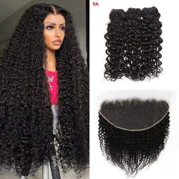Bosun Hair Jerry Curl Human Hair 3 Bundles with 13x4 13x6 HD Lace Frontal