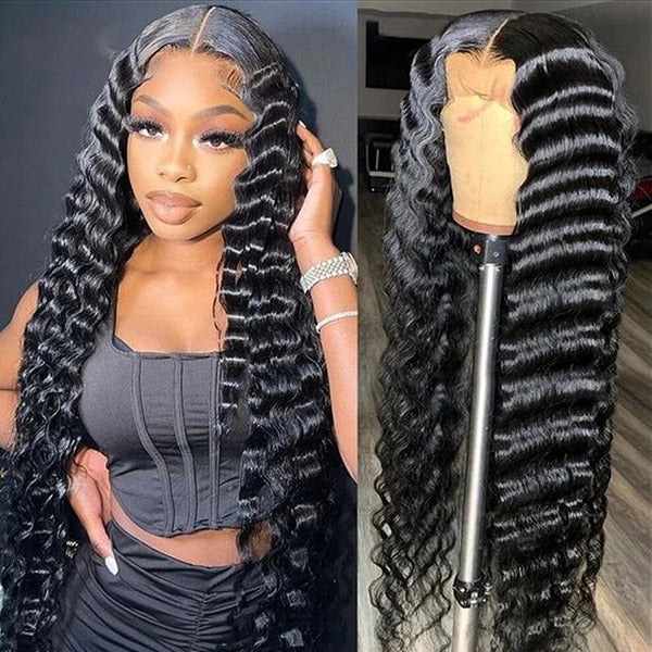 Bosun Hair Loose Deep Wave Lace Frontal Wig 13x4/13x6 HD Full Frontal Bleached Knots Wig Pre-plucked 100% Human Hair Wig