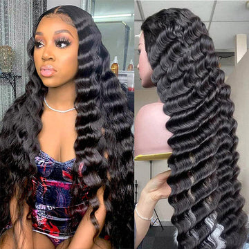 Bosun Hair Loose Deep Wave Lace Frontal Wig 13x4/13x6 HD Full Frontal Bleached Knots Wig Pre-plucked 100% Human Hair Wig