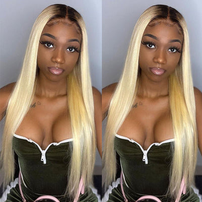 Bosun Hair Straight Human Hair Wig 1b/613 Ombre Blonde 13x4 Lace Frontal Wig