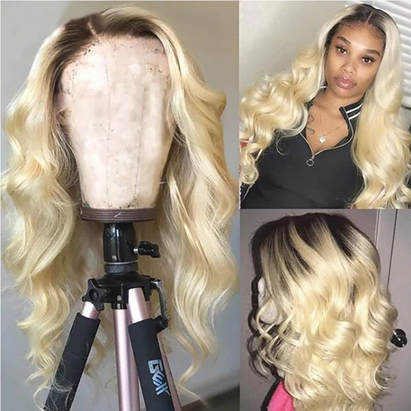 Bosun Hair Ombre Blonde Body Wave 1b/613 Lace Front Wig Pre-plucked 13x4 Lace Body Wave Human Hair Wig