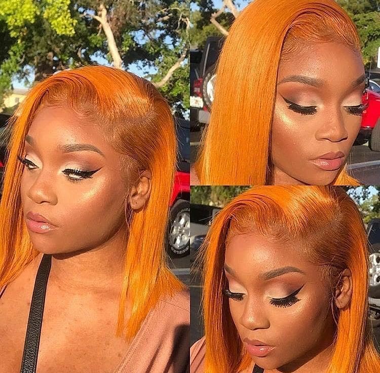 Orange Short Bob Wigs Color Lace Wigs Customized Hair 13x4 Wig