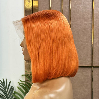 Orange Short Bob Wigs Color Lace Wigs Customized Hair 13x4 Wig