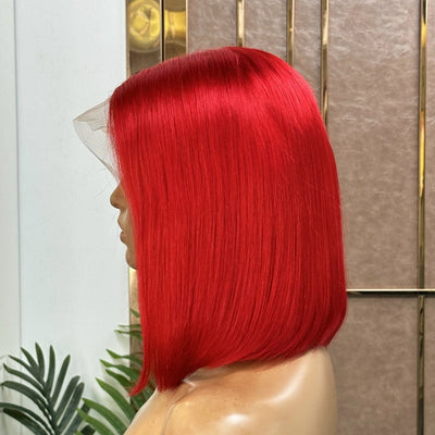 Bosun Hair Colored Red Wine Straight Hair Short Bob 13x4 Lace Wigs