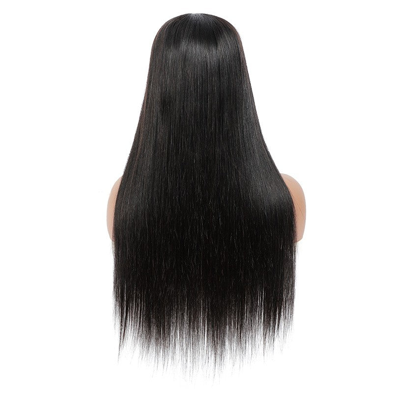 BOSUN HAIR Straight Tpart Wig Human Hair Natural Black Color Lace Part Wig with Natural Hairline