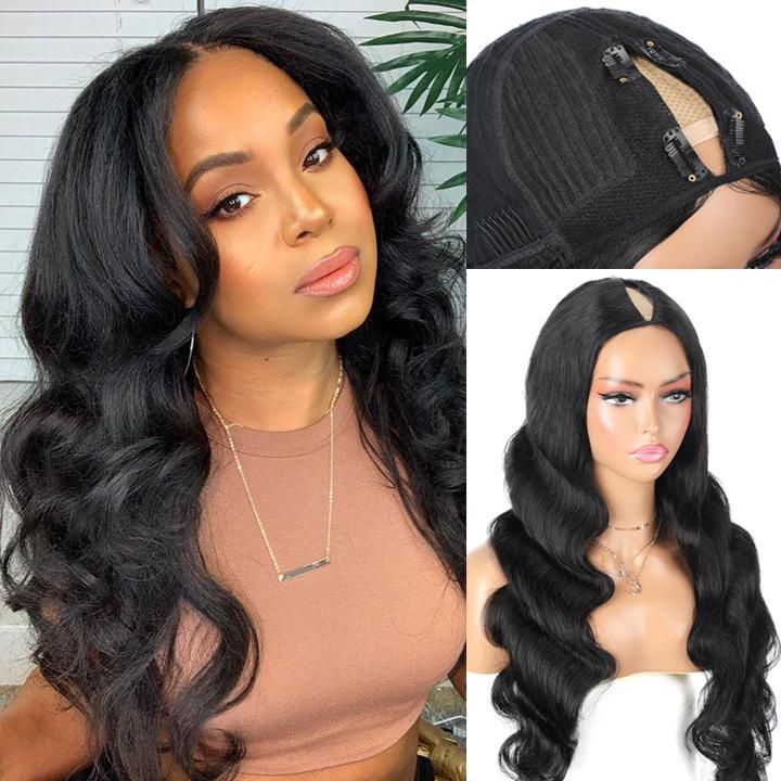 V Part/Thin Part Body Wave Wig Human Hair Glueless Wigs For Beginner