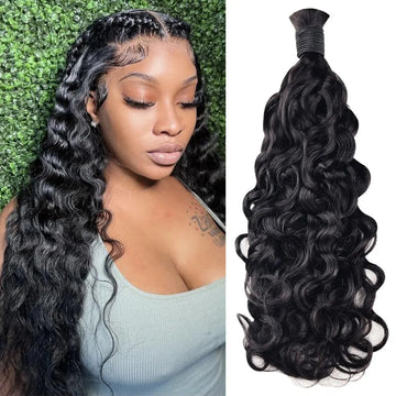 Natural Black Water Wave Bulk Human Hair For Boho Braids BOSUN HAIR