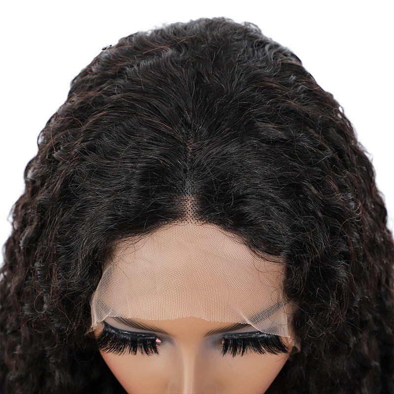 BOSUN HAIR Water Wave Tpart Wig Human Hair Natural Black Color Lace Part Wig with Natural Hairline