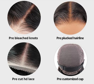 BOSUN HAIR Kinky Straight Wear & Go Glueless Wigs Pre Cut HD Lace Front Wig Beginner Friendly