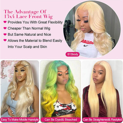 Bosun Hair Blonde Straight Human Hair 13x4 HD 613 Lace Front Wigs