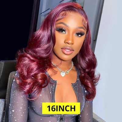 Bosun Hair 99J Burgundy Red Color Body Wave 13x4 Lace Front Wig 4x4 Lace Closure Wigs