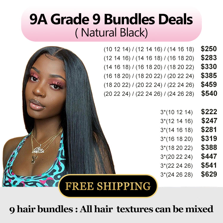 9A Grade Hair Bundles 9 Bundles Package Deal