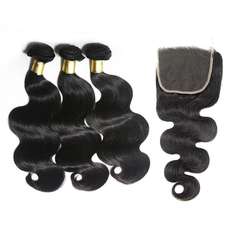 Bosun Hair 12A Raw Quality 3 Bundles Body Wave Hair With 4x4 5x5 HD Lace Closure