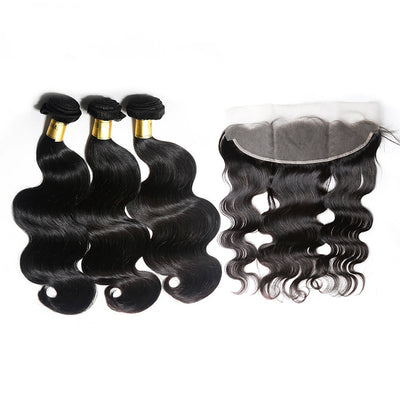 Bosun Hair 12A 3 Bundles Body Wave With 13x4 13x6 HD Lace Frontal