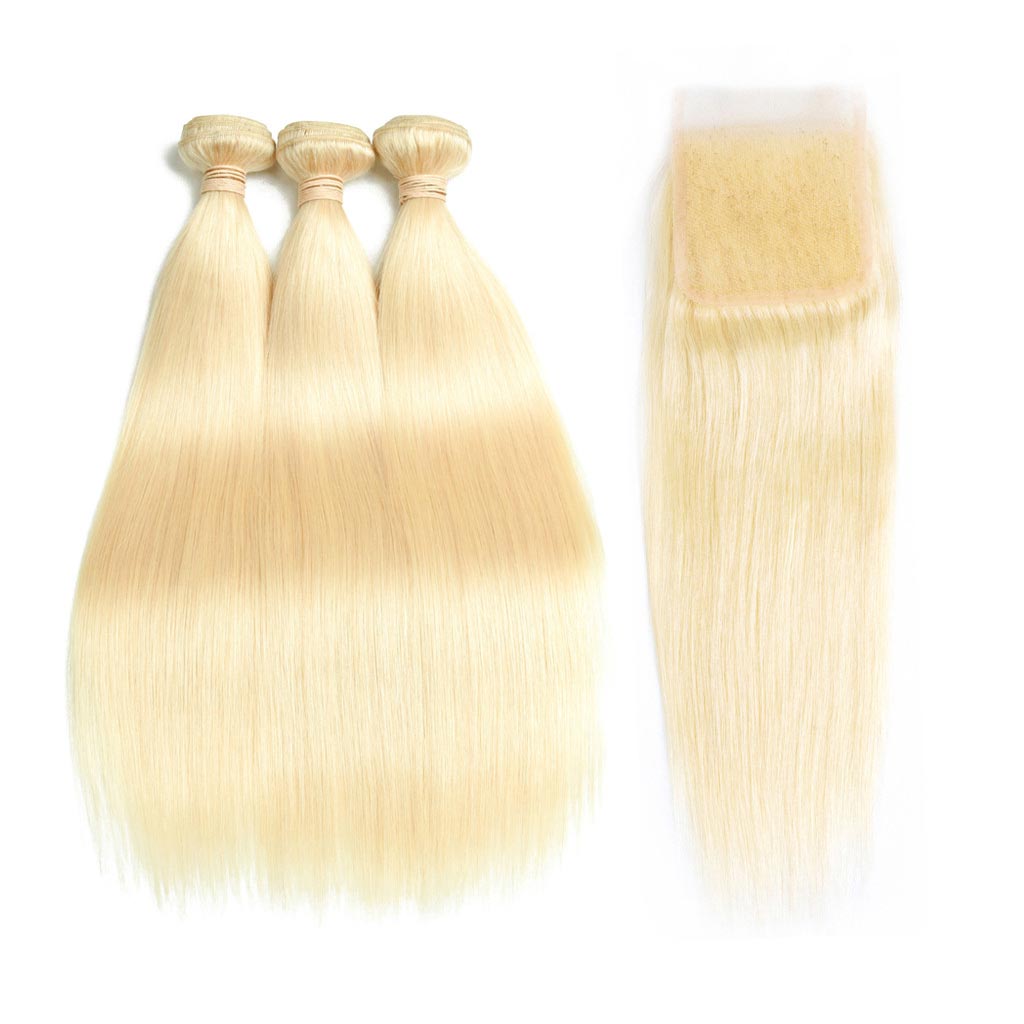 Bosun Hair Straight 613 Blonde Bundles With Lace Closure Deal