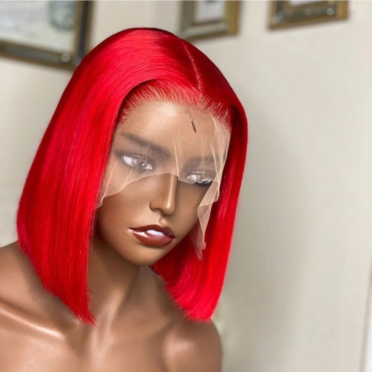 Bosun Hair Colored Red Wine Straight Hair Short Bob 13x4 Lace Wigs