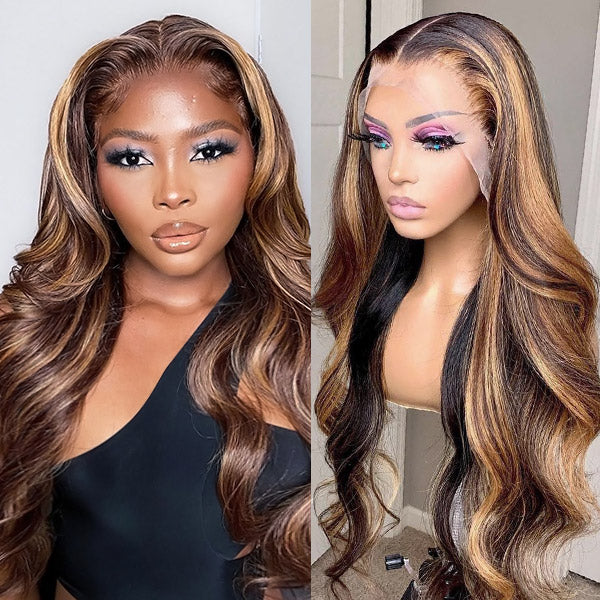 Bosun Hair 4/27 Ombre Highlights Wigs 13x4 Lace Front Wig Body Wave Hair Wig