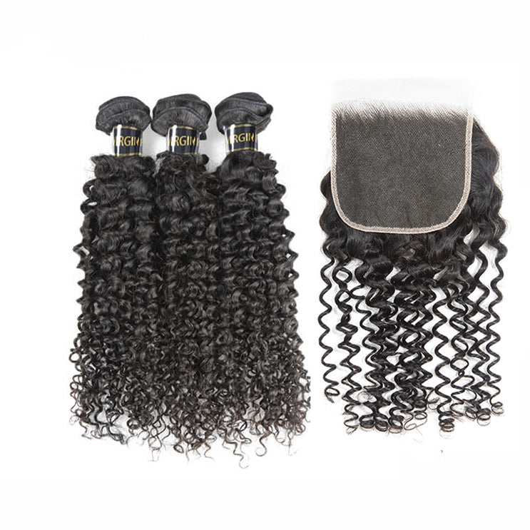 Bosun Hair 10A Top Selling 3 Bundles Curly Hair With 4x4 5x5 HD Lace Closure