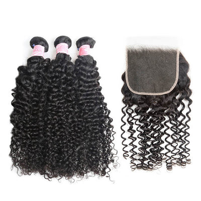 Bosun Hair 9A Hot Selling 3 Bundles Curly Hair With 4x4 5x5 HD Lace Closure