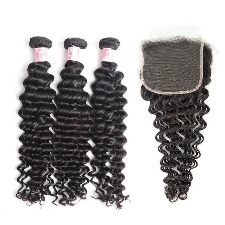 Bosun Hair 9A Hot Selling 3 Bundles Deep Wave Hair With 4x4 5x5 HD Lace Closure