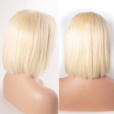 613 Blonde Transparent Full Lace Short Bob Wigs Straight Bob Wig