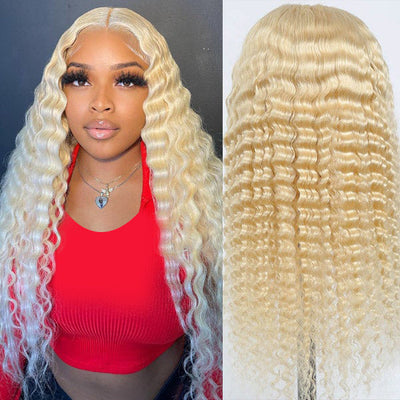 Bosun Hair 613 Honey Blonde Deep Wave Hair 4x4 and 5x5 HD Lace Closure Wigs