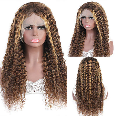 Highlight Curly Wig 13x4 Lace Front Wig Curly Human Hair Wigs Highlight Lace Front Wig