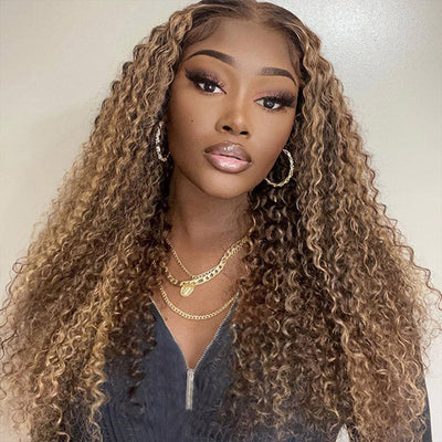 Highlight Curly Wig 13x4 Lace Front Wig Curly Human Hair Wigs Highlight Lace Front Wig