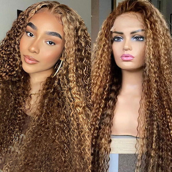 Highlight Curly Wig 13x4 Lace Front Wig Curly Human Hair Wigs Highlight Lace Front Wig